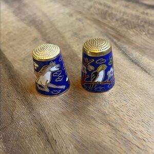 Blue and Gold Cloisonné Thimbles